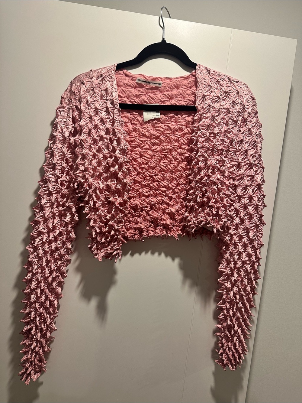 Alexander Wang Pink Textured Cropped Cardigan